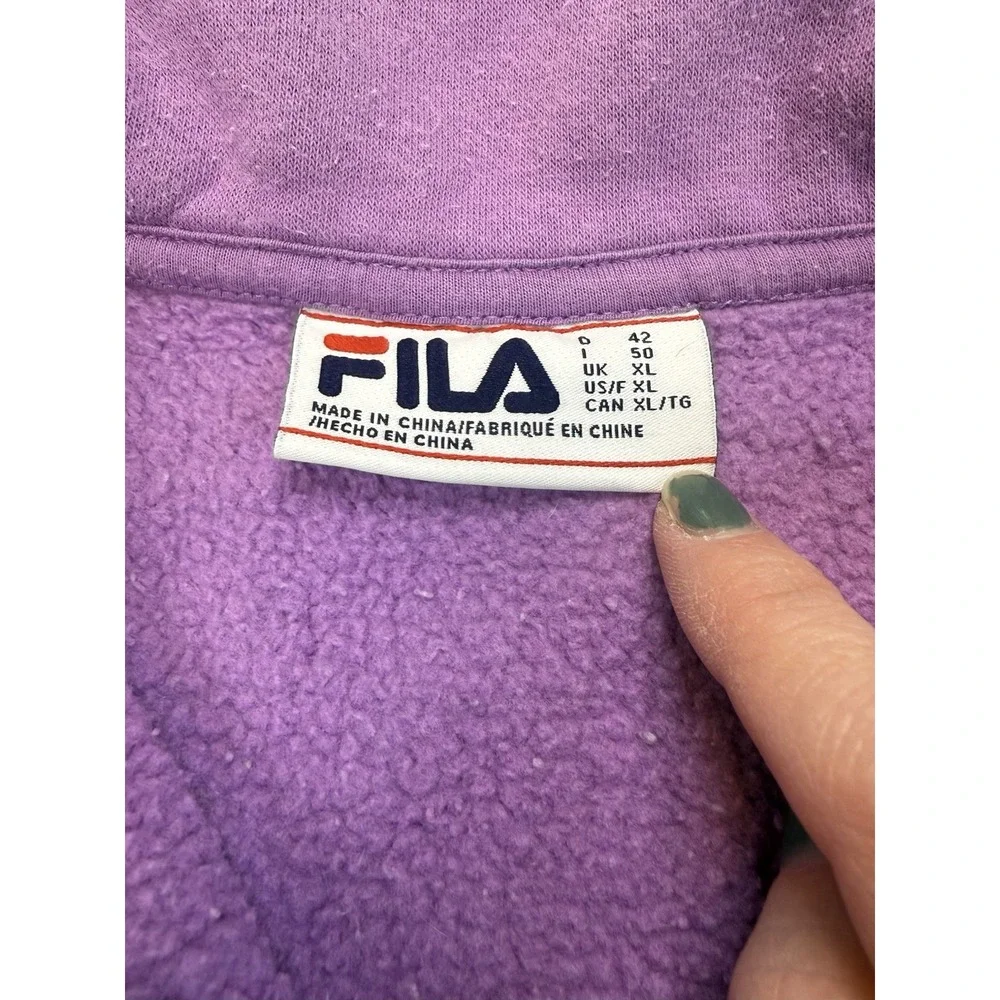 FILA Colorblock Quarter Zip Sweatshirt‎ Cropped Purple Gray White XL